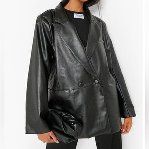 Oversized Faux Leather Blazer